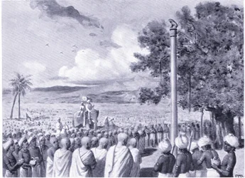 Asokas missionärer satte upp en ediktpelare vid Lauriya Nandangarh 244 f.Kr.